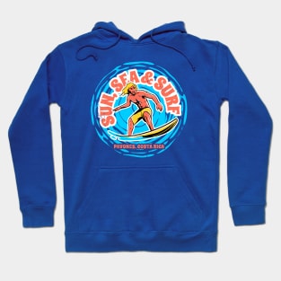 Vintage Sun, Sea & Surf Pavones, Costa Rica // Retro Surfing // Surfer Catching Waves Hoodie